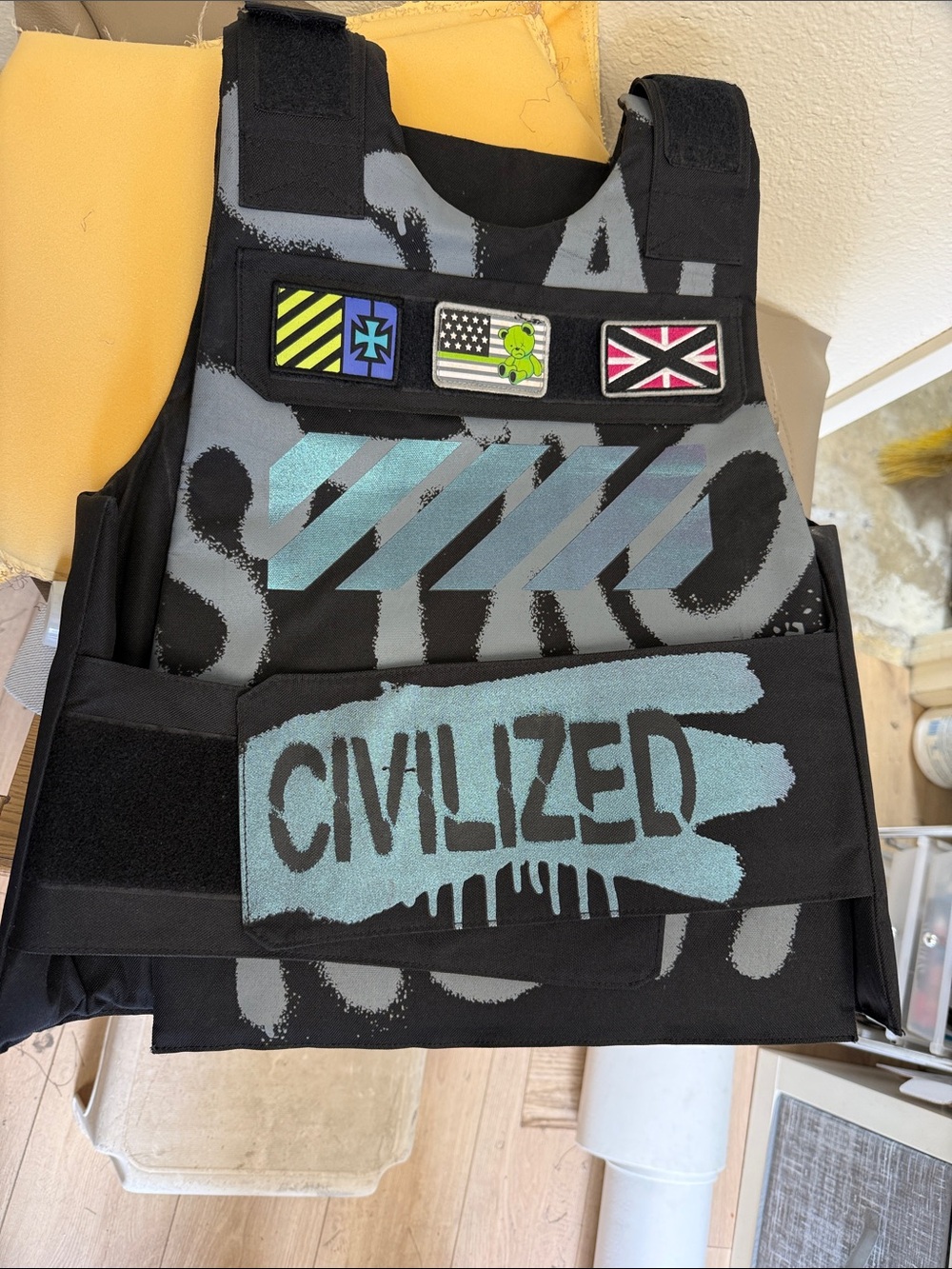 Civilized Graphic Tactical Vest - Black with Teal Accents